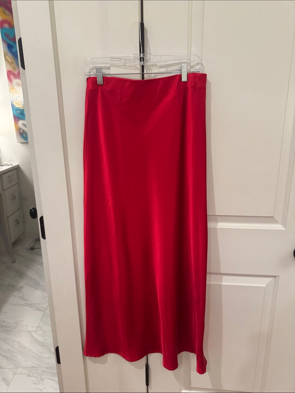 Renee C. Red Satin Maxi Skirt